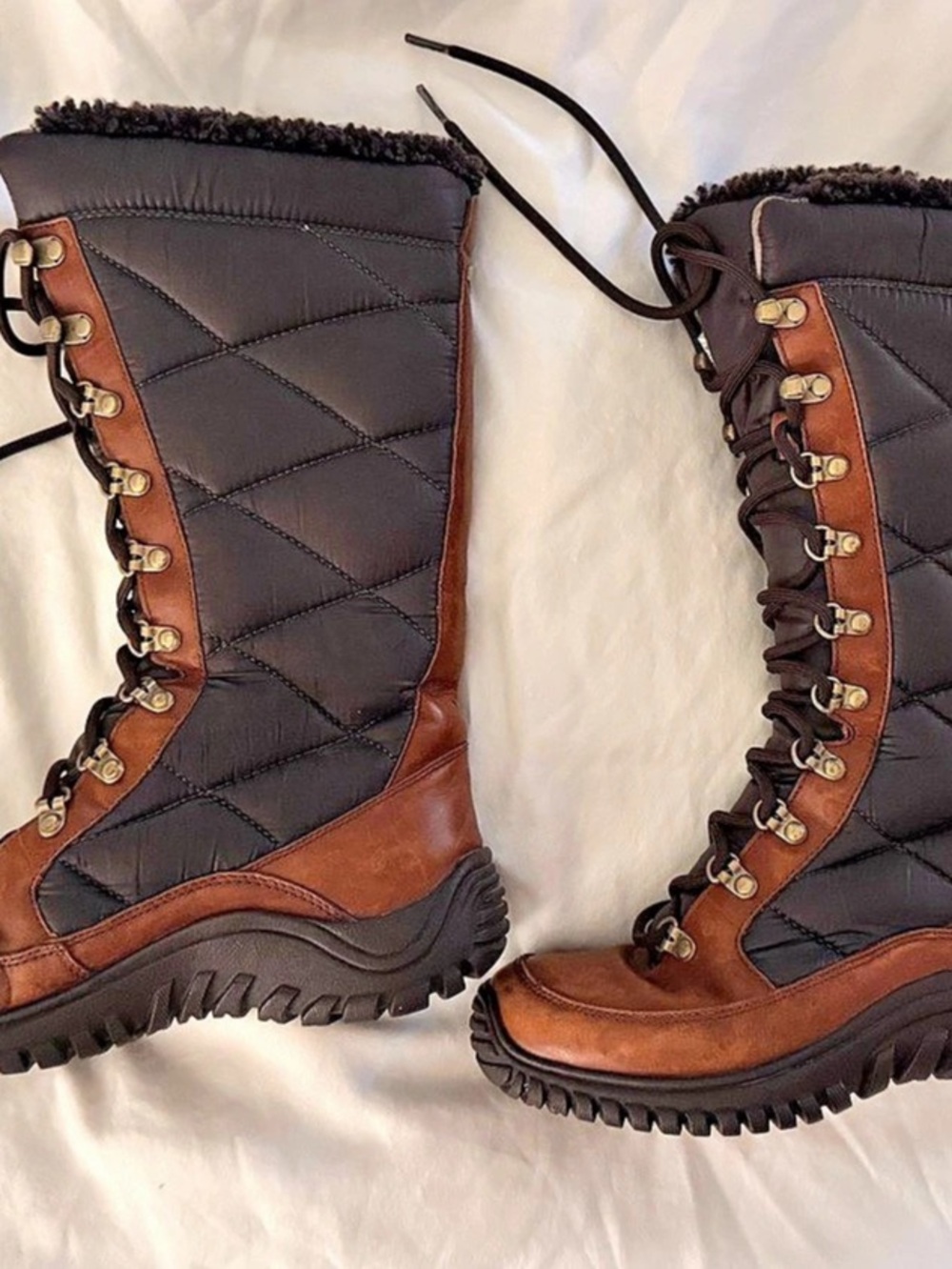 UGG Adirondack Tall II Leather Tall Winter Boots Brown & Black US 7